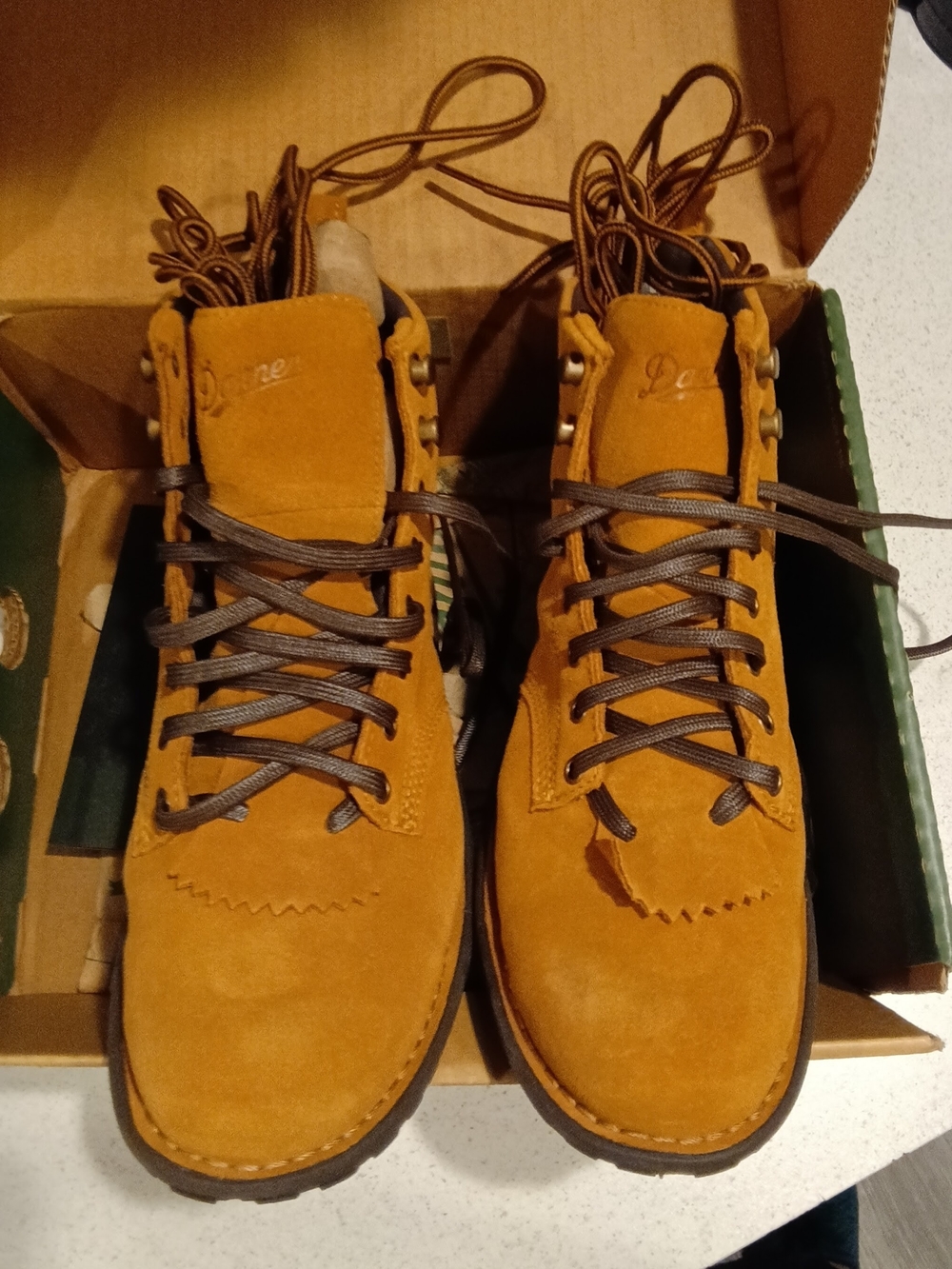 Danner Men’s Tan/Gold Leather Hiking Work Boots Vibram NWT/NOS w/ Box - Picture 4 of 9